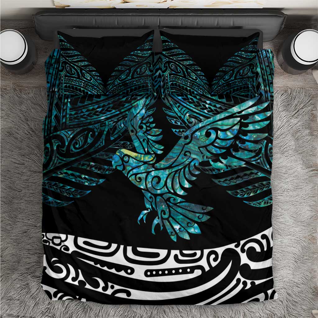 New Zealand Sulphur-crested Cockatoo Bedding Set Aotearoa Maori Mix Paua Shell - Vibe Hoodie Shop