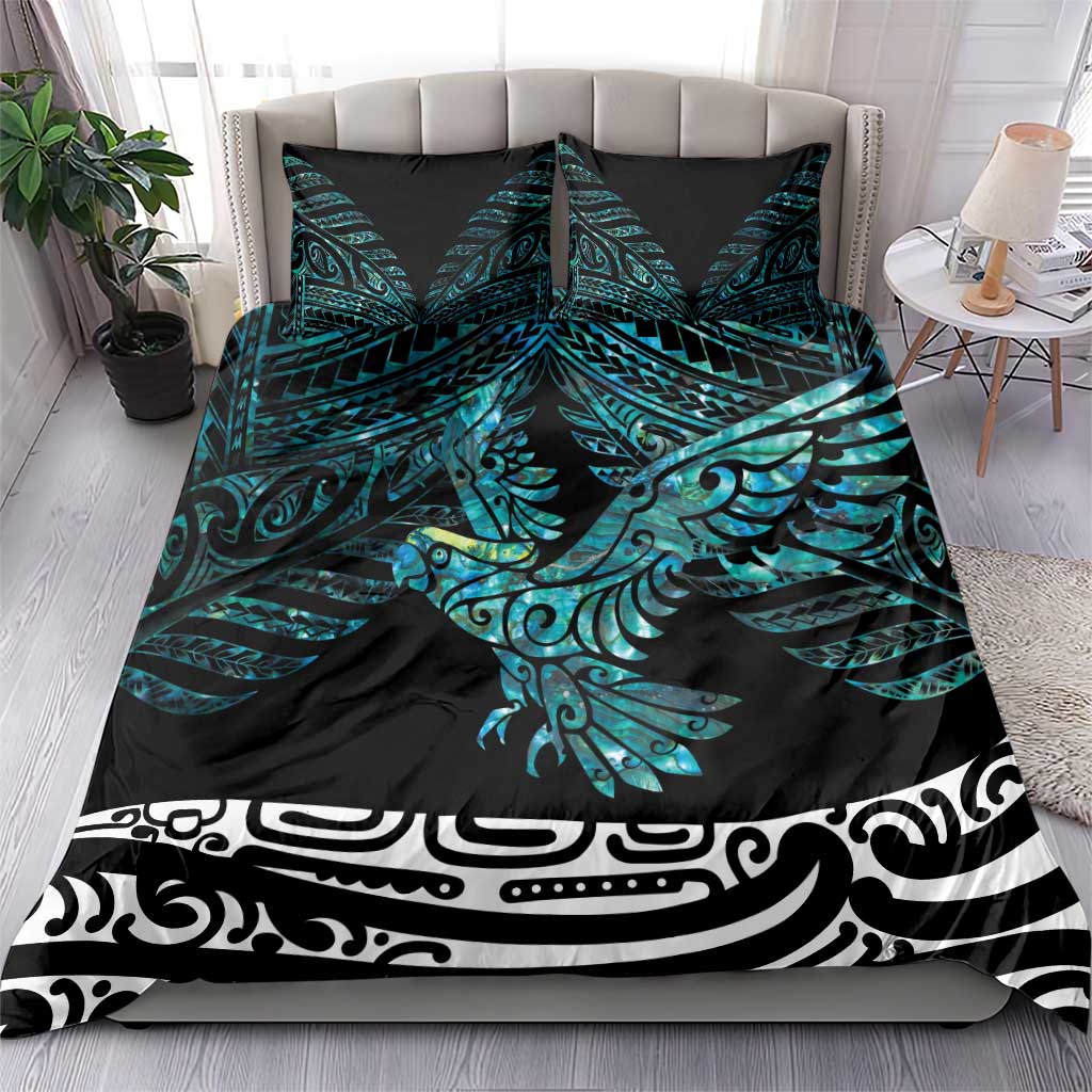 New Zealand Sulphur-crested Cockatoo Bedding Set Aotearoa Maori Mix Paua Shell - Vibe Hoodie Shop