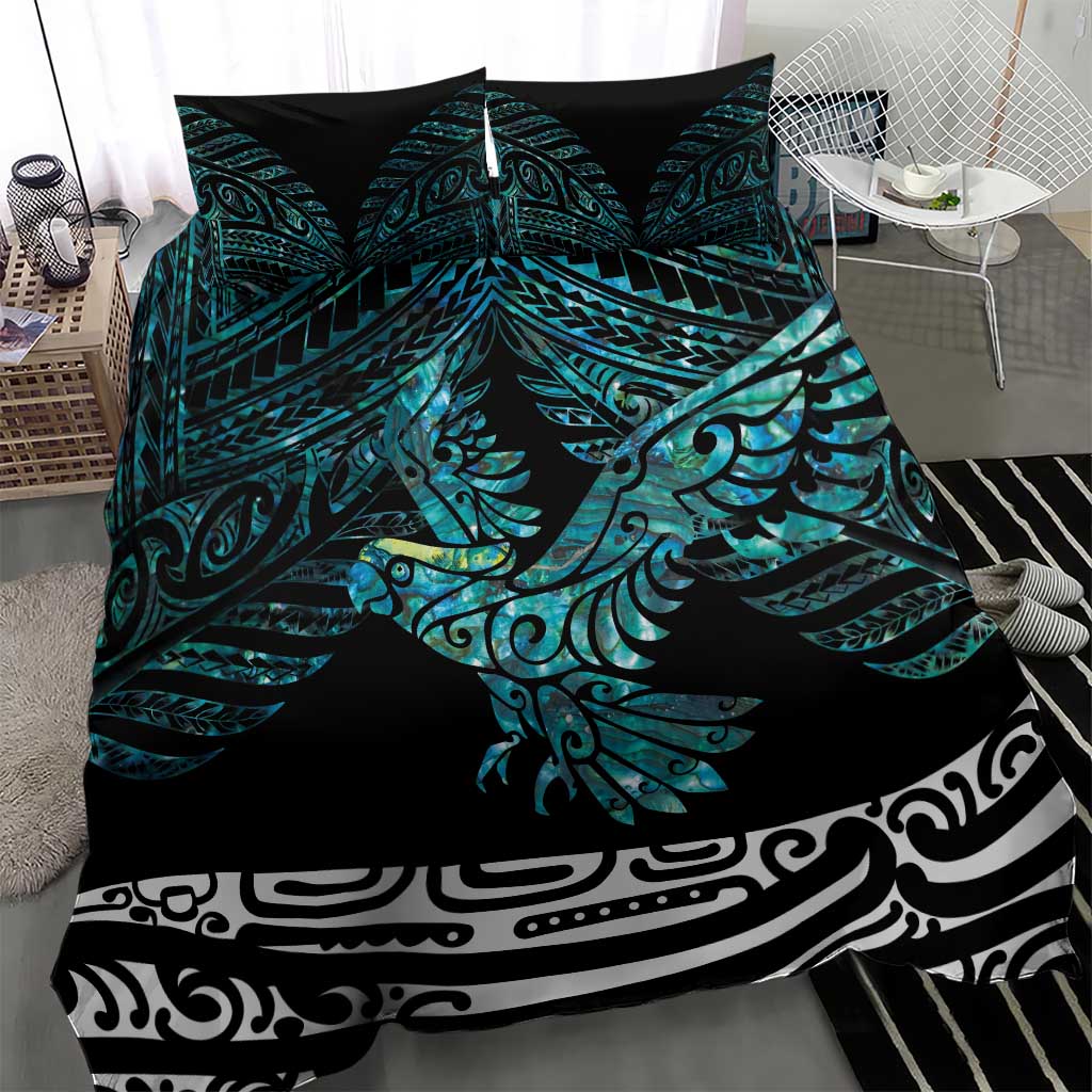 New Zealand Sulphur-crested Cockatoo Bedding Set Aotearoa Maori Mix Paua Shell - Vibe Hoodie Shop