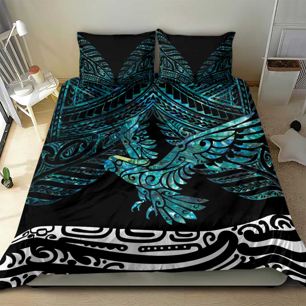 New Zealand Sulphur-crested Cockatoo Bedding Set Aotearoa Maori Mix Paua Shell - Vibe Hoodie Shop