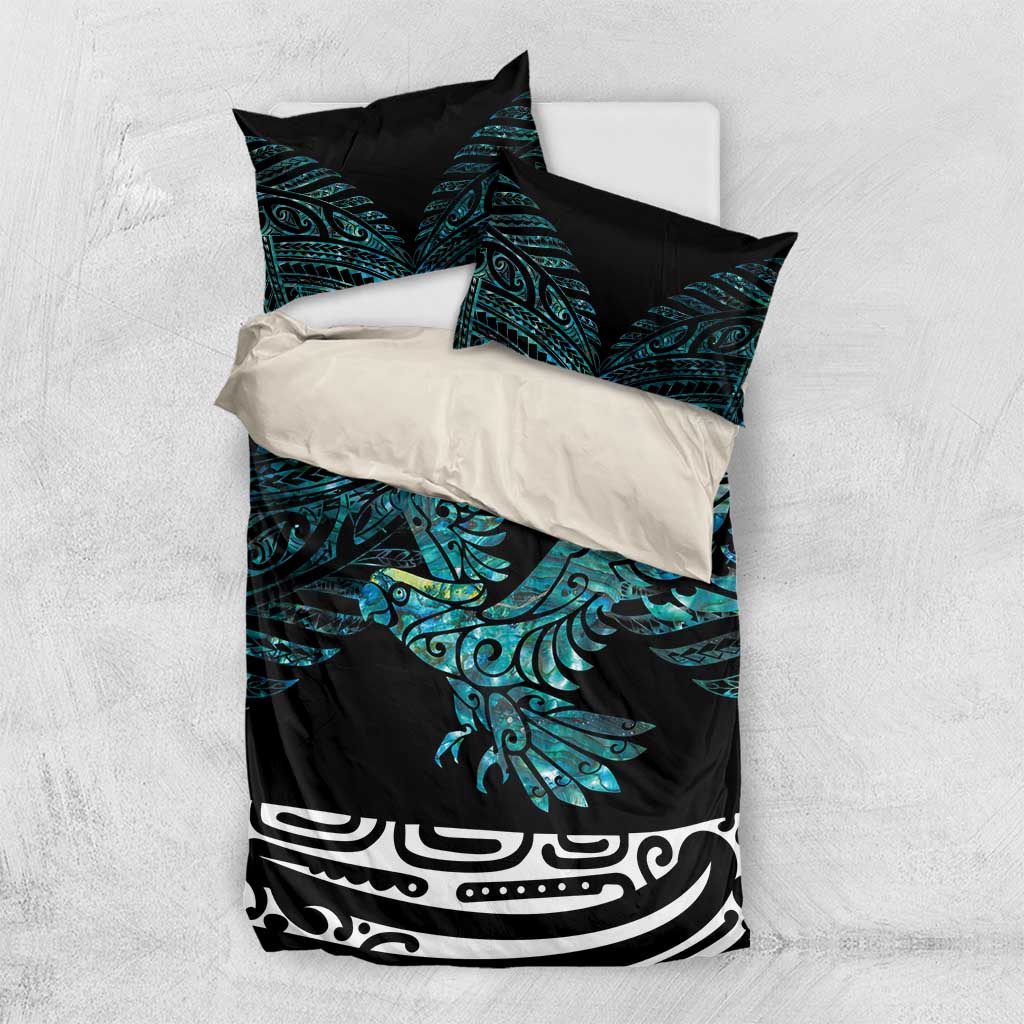 New Zealand Sulphur-crested Cockatoo Bedding Set Aotearoa Maori Mix Paua Shell - Vibe Hoodie Shop