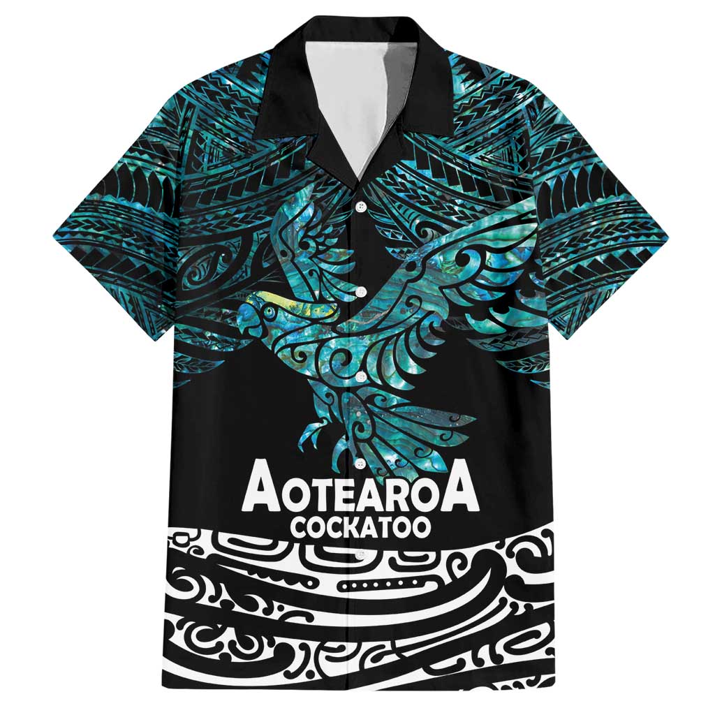 New Zealand Sulphur-crested Cockatoo Hawaiian Shirt Aotearoa Maori Mix Paua Shell - Vibe Hoodie Shop