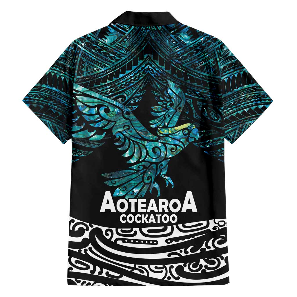 New Zealand Sulphur-crested Cockatoo Hawaiian Shirt Aotearoa Maori Mix Paua Shell - Vibe Hoodie Shop