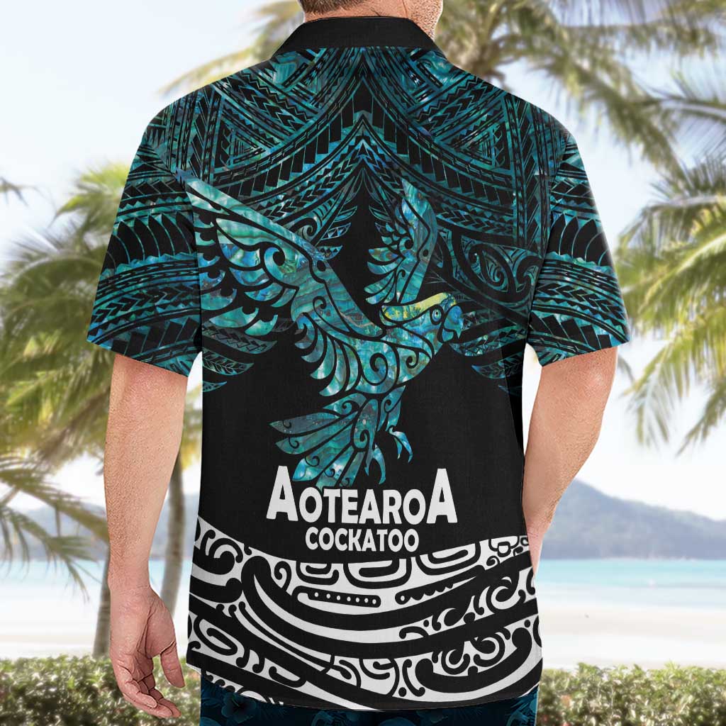 New Zealand Sulphur-crested Cockatoo Hawaiian Shirt Aotearoa Maori Mix Paua Shell - Vibe Hoodie Shop