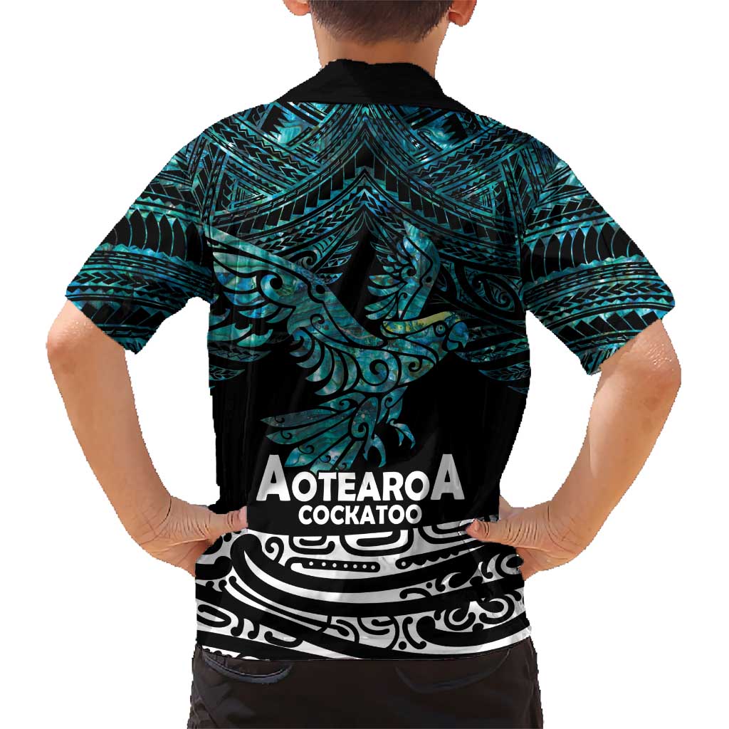 New Zealand Sulphur-crested Cockatoo Hawaiian Shirt Aotearoa Maori Mix Paua Shell - Vibe Hoodie Shop