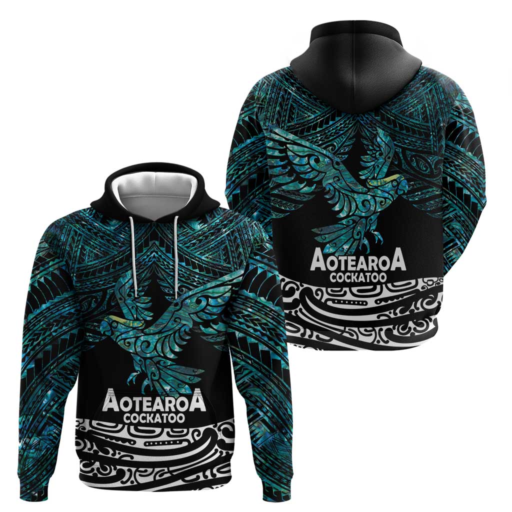 New Zealand Sulphur-crested Cockatoo Hoodie Aotearoa Maori Mix Paua Shell - Vibe Hoodie Shop
