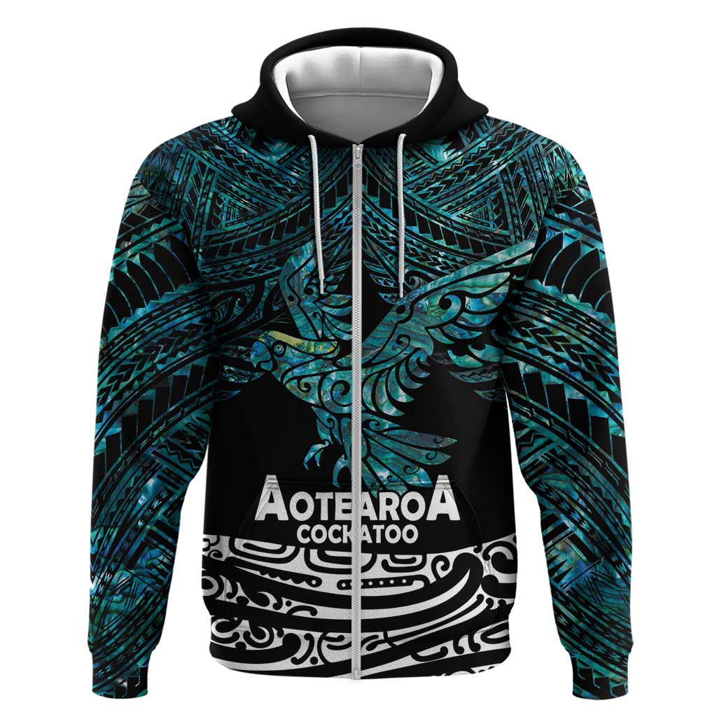 New Zealand Sulphur-crested Cockatoo Hoodie Aotearoa Maori Mix Paua Shell - Vibe Hoodie Shop
