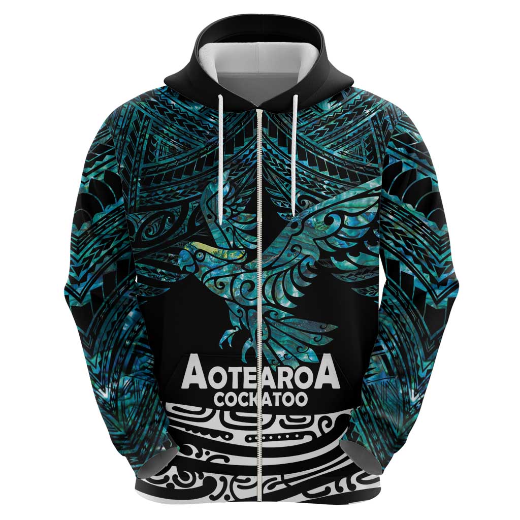 New Zealand Sulphur-crested Cockatoo Hoodie Aotearoa Maori Mix Paua Shell - Vibe Hoodie Shop