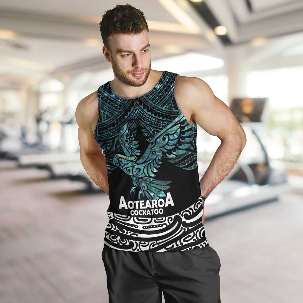 New Zealand Sulphur-crested Cockatoo Men Tank Top Aotearoa Maori Mix Paua Shell - Vibe Hoodie Shop