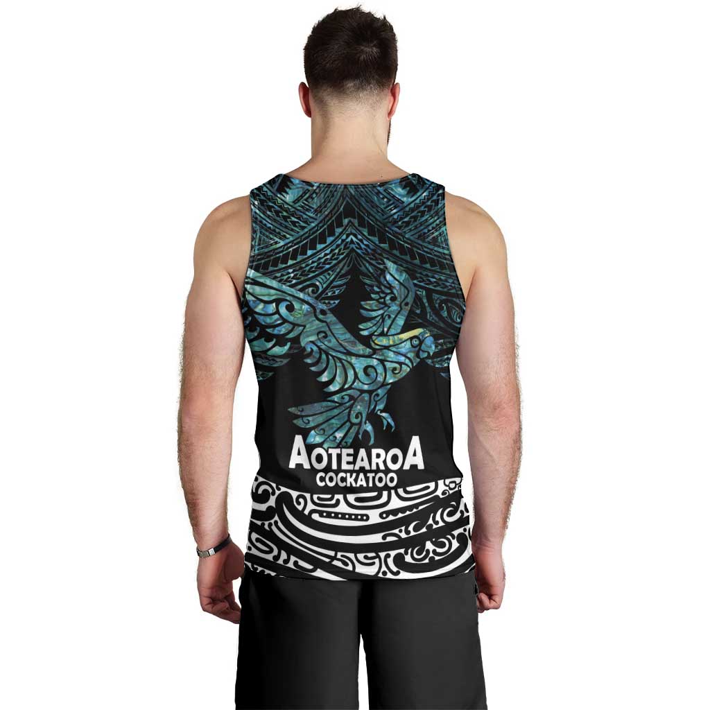 New Zealand Sulphur-crested Cockatoo Men Tank Top Aotearoa Maori Mix Paua Shell - Vibe Hoodie Shop