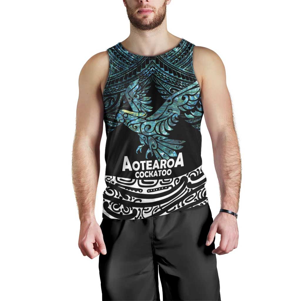 New Zealand Sulphur-crested Cockatoo Men Tank Top Aotearoa Maori Mix Paua Shell - Vibe Hoodie Shop