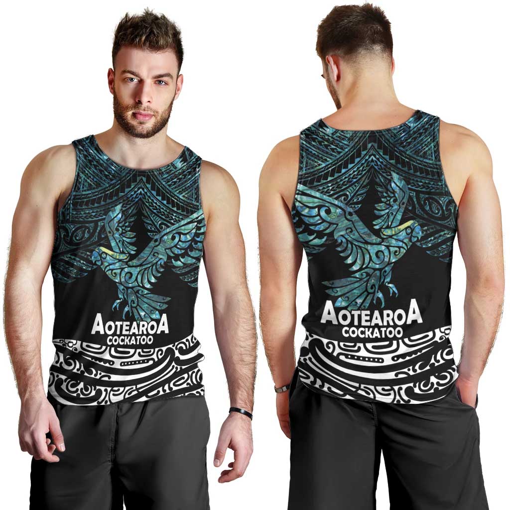 New Zealand Sulphur-crested Cockatoo Men Tank Top Aotearoa Maori Mix Paua Shell - Vibe Hoodie Shop