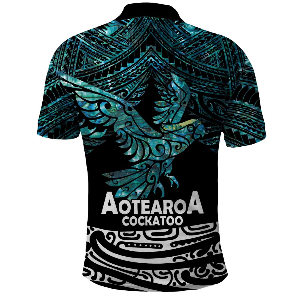 New Zealand Sulphur-crested Cockatoo Polo Shirt Aotearoa Maori Mix Paua Shell - Vibe Hoodie Shop