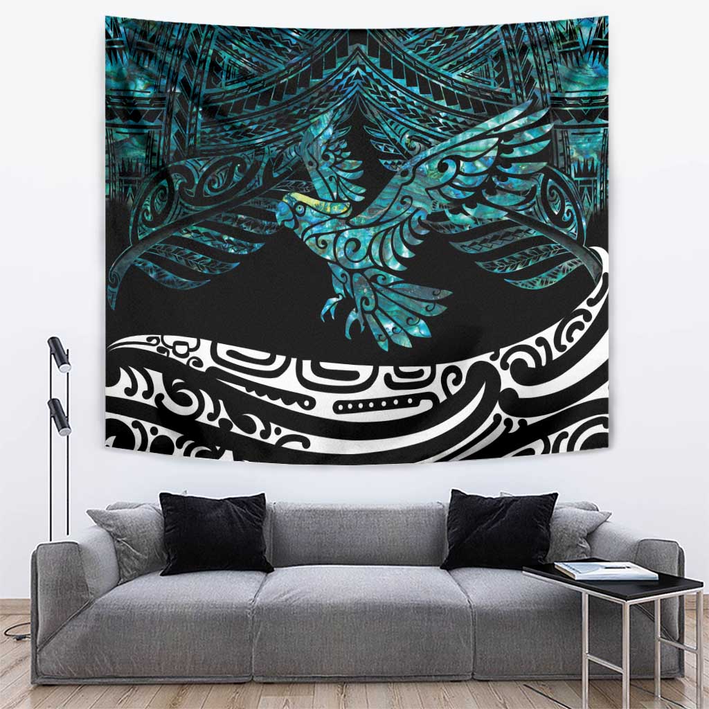 New Zealand Sulphur-crested Cockatoo Tapestry Aotearoa Maori Mix Paua Shell - Vibe Hoodie Shop