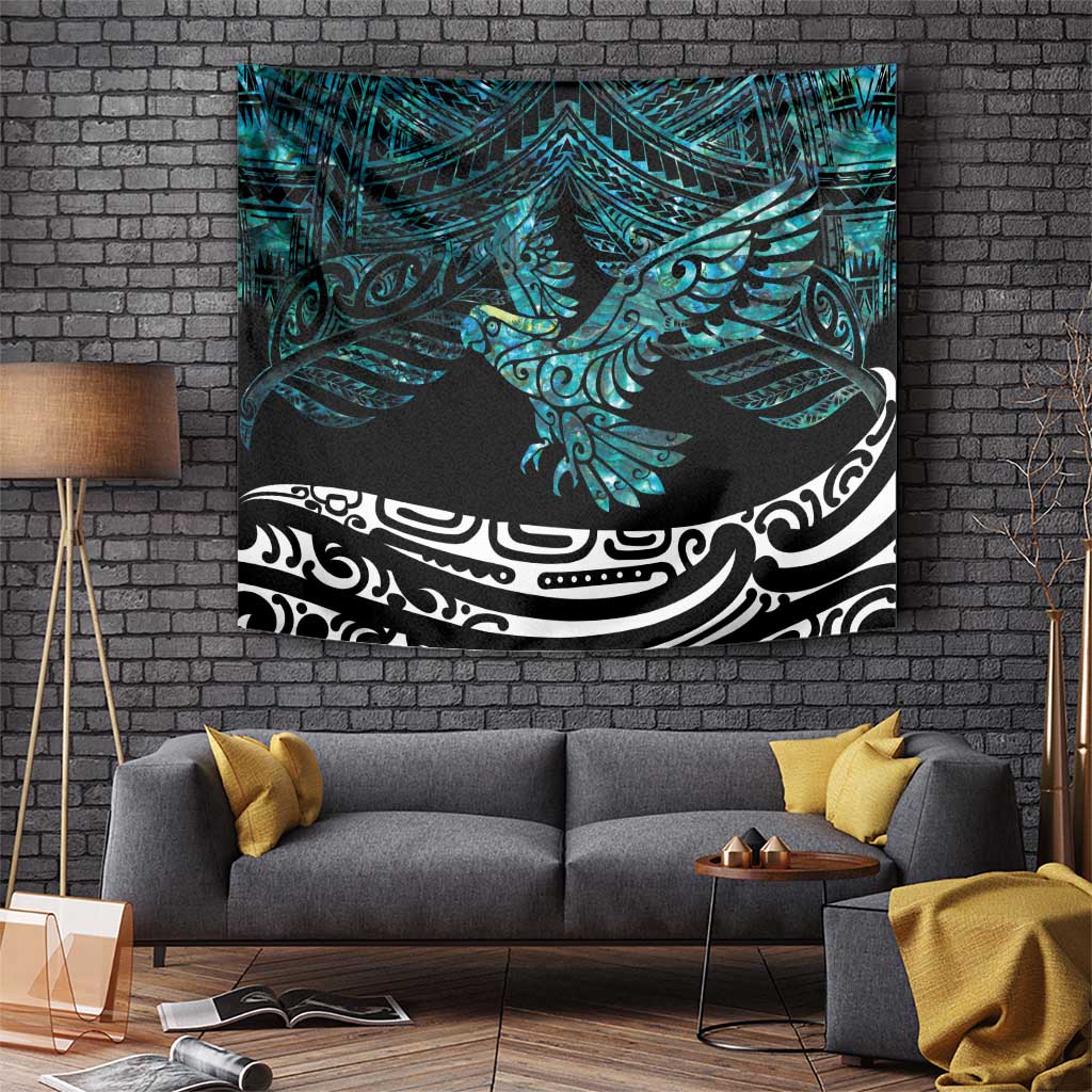 New Zealand Sulphur-crested Cockatoo Tapestry Aotearoa Maori Mix Paua Shell - Vibe Hoodie Shop