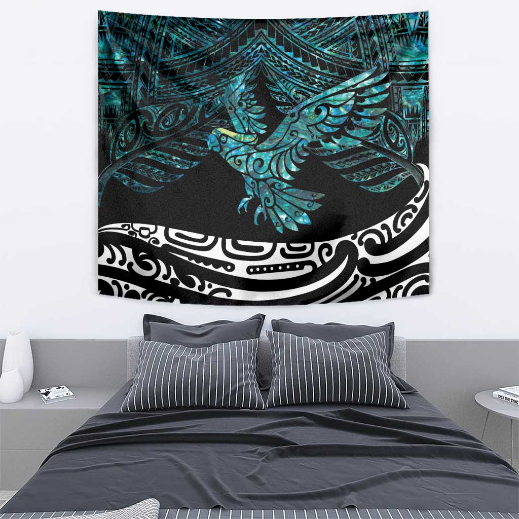 New Zealand Sulphur-crested Cockatoo Tapestry Aotearoa Maori Mix Paua Shell - Vibe Hoodie Shop