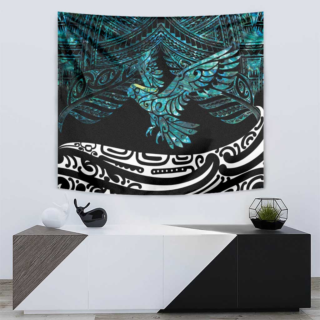 New Zealand Sulphur-crested Cockatoo Tapestry Aotearoa Maori Mix Paua Shell - Vibe Hoodie Shop