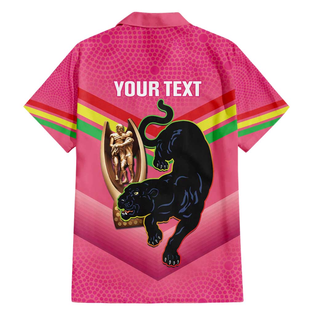 Personalised Panthers Rugby 2024 Hawaiian Shirt Mascot With Trophy Go Champions Aboriginal Art - Pink - Vibe Hoodie Shop