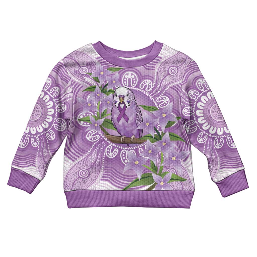Epilepsy Awareness Budgerigar Australia Kid Ugly Christmas Sweater Budgie Purple Ribbon Boronia Aboriginal - Vibe Hoodie