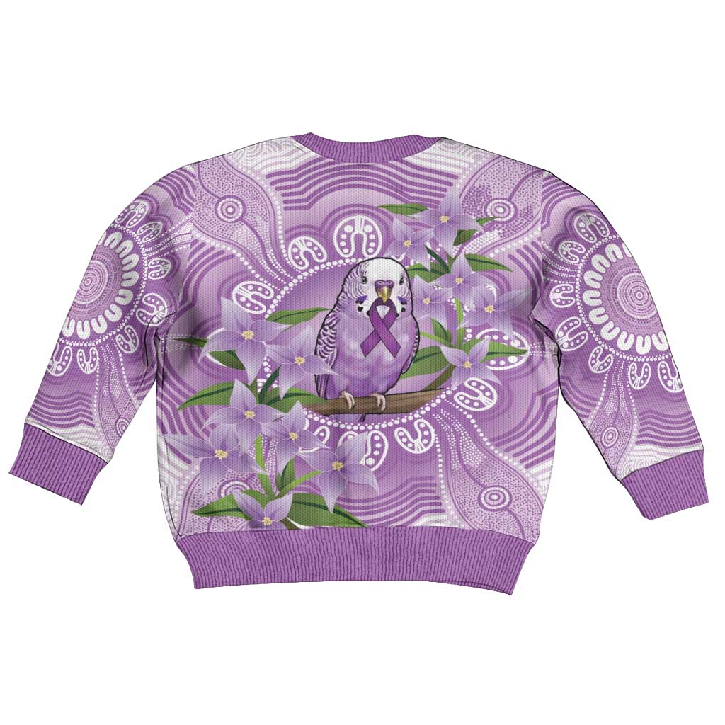 Epilepsy Awareness Budgerigar Australia Kid Ugly Christmas Sweater Budgie Purple Ribbon Boronia Aboriginal - Vibe Hoodie