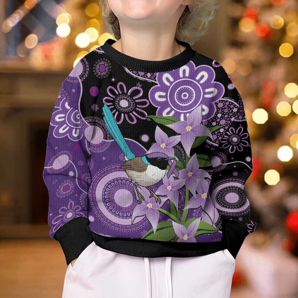 Australia Epilepsy Awareness Kid Ugly Christmas Sweater Purple-crowned Fairywren Boronia Aboriginal - Vibe Hoodie