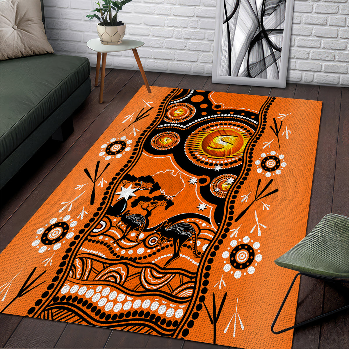 Perth Scorchers Cricket Area Rug Happy Australia Day Aboriginal Art - Vibe Hoodie Shop