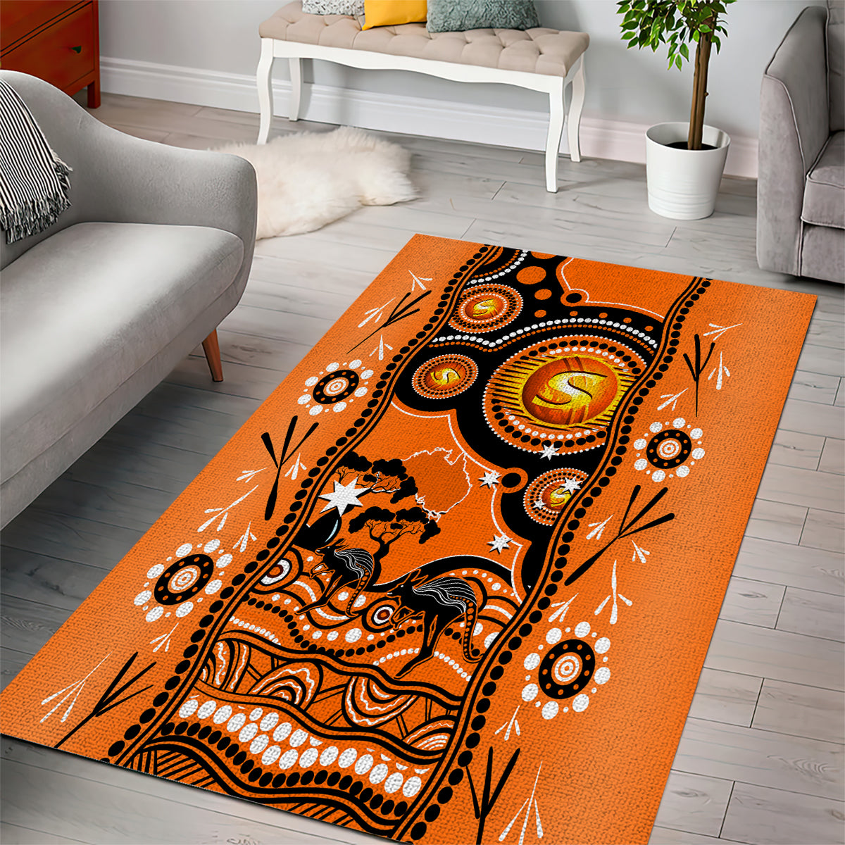 Perth Scorchers Cricket Area Rug Happy Australia Day Aboriginal Art - Vibe Hoodie Shop