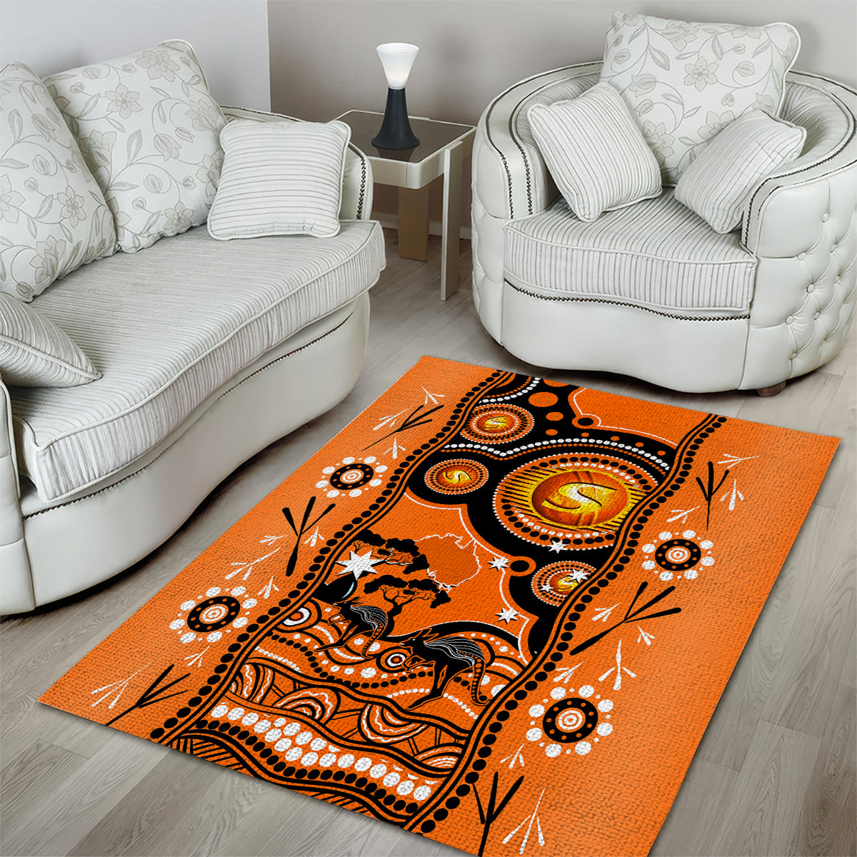 Perth Scorchers Cricket Area Rug Happy Australia Day Aboriginal Art - Vibe Hoodie Shop