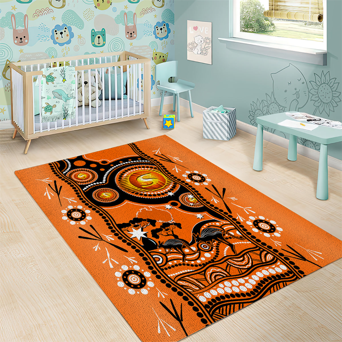 Perth Scorchers Cricket Area Rug Happy Australia Day Aboriginal Art - Vibe Hoodie Shop