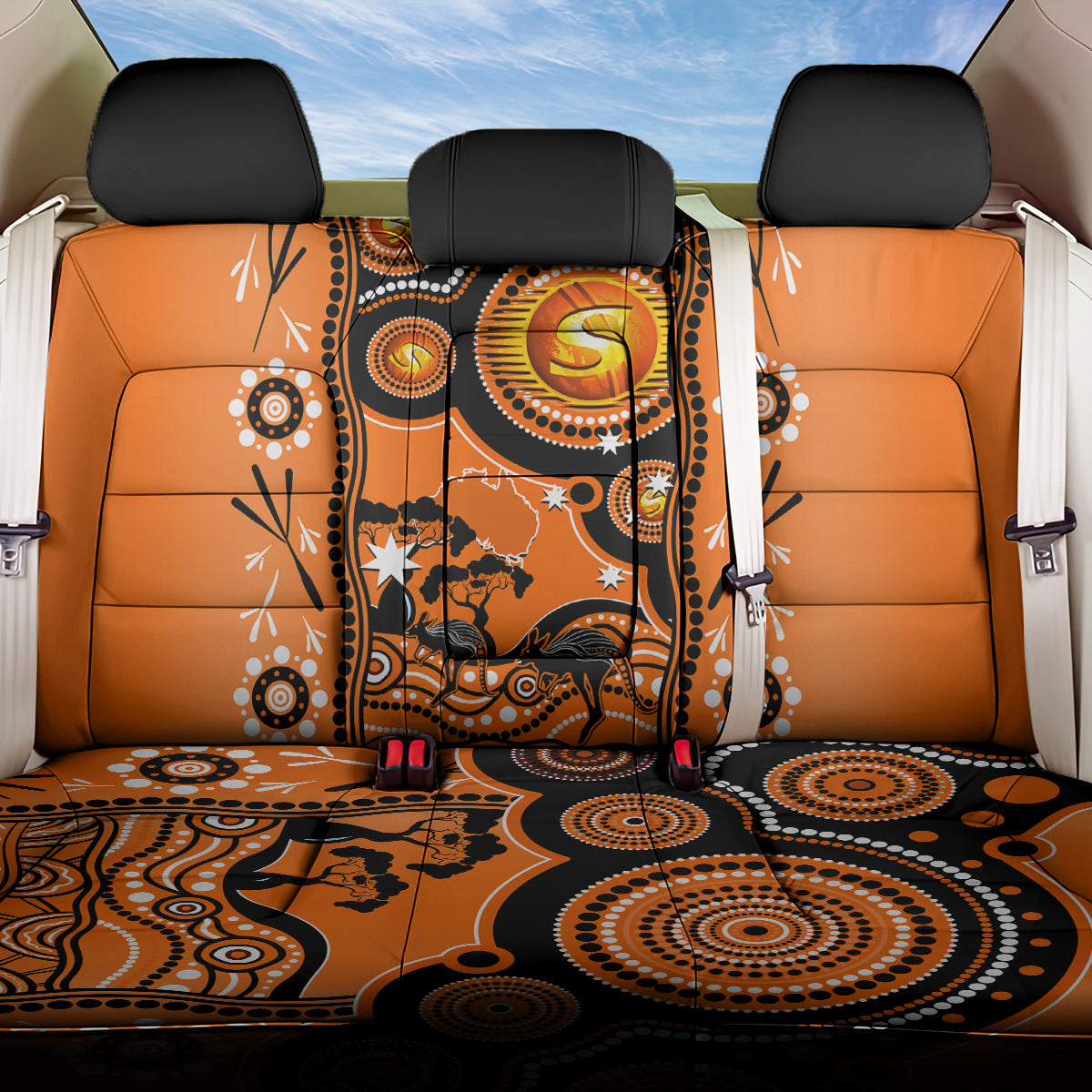 Perth Scorchers Cricket Back Car Seat Cover Happy Australia Day Aboriginal Art LT14