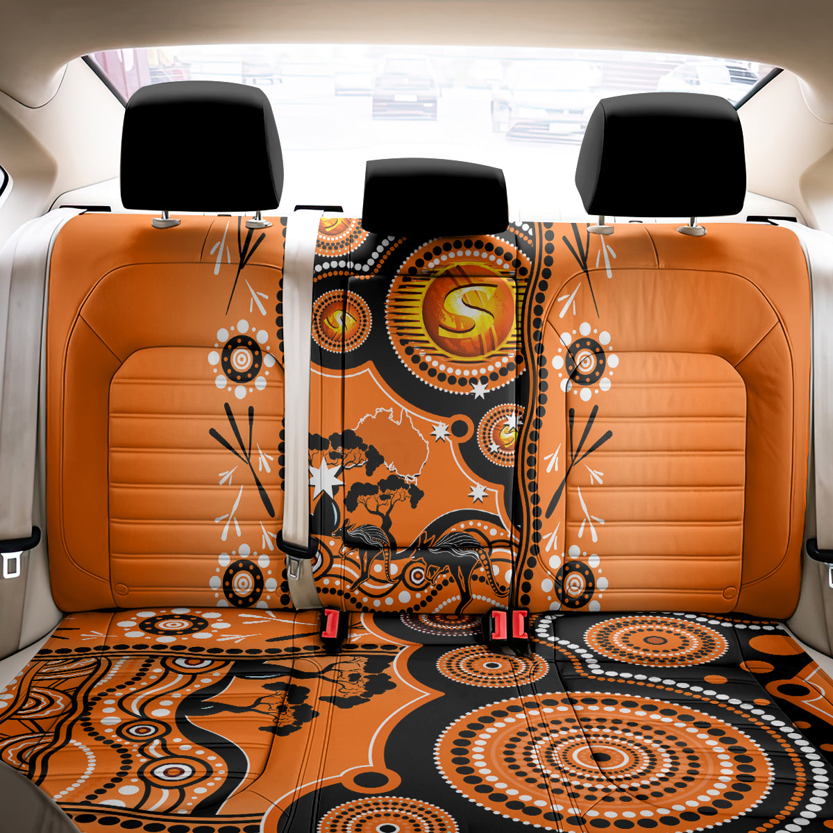 Perth Scorchers Cricket Back Car Seat Cover Happy Australia Day Aboriginal Art LT14