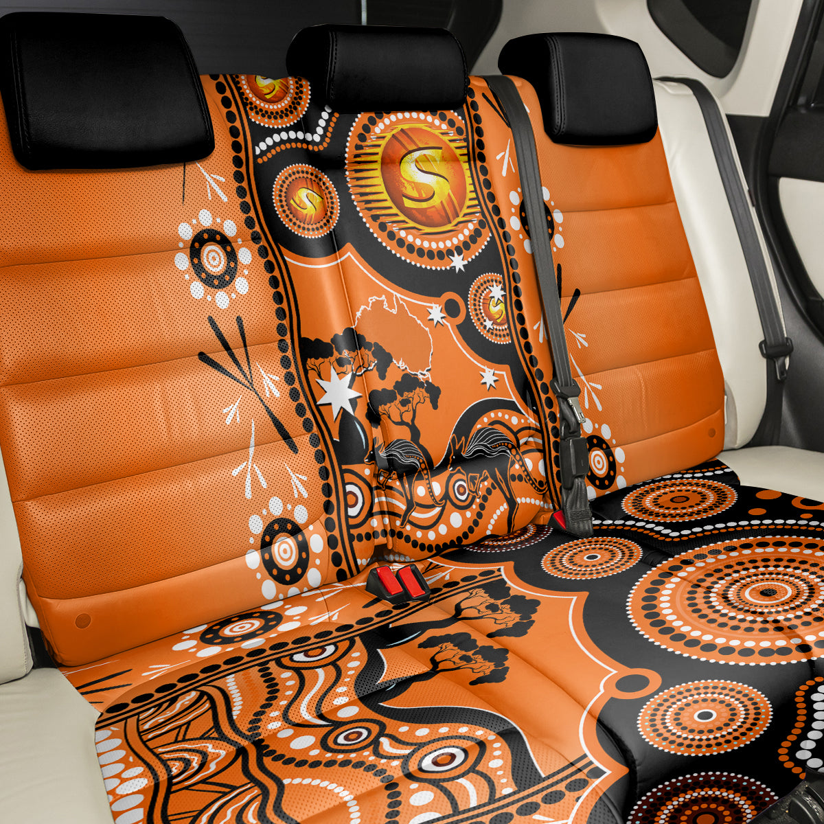 Perth Scorchers Cricket Back Car Seat Cover Happy Australia Day Aboriginal Art LT14