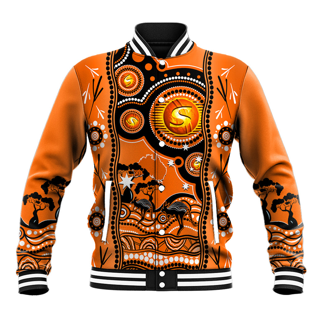 Perth Scorchers Cricket Baseball Jacket Happy Australia Day Aboriginal Art - Vibe Hoodie Shop