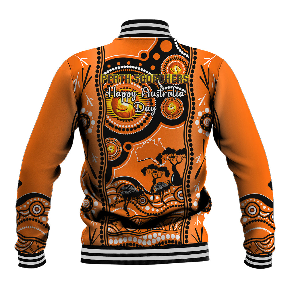 Perth Scorchers Cricket Baseball Jacket Happy Australia Day Aboriginal Art - Vibe Hoodie Shop