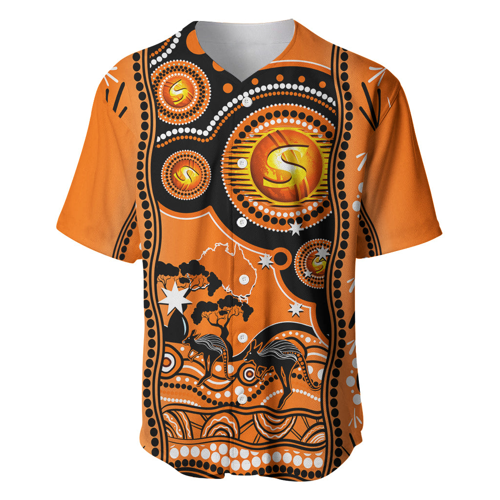 Perth Scorchers Cricket Baseball Jersey Happy Australia Day Aboriginal Art - Vibe Hoodie Shop