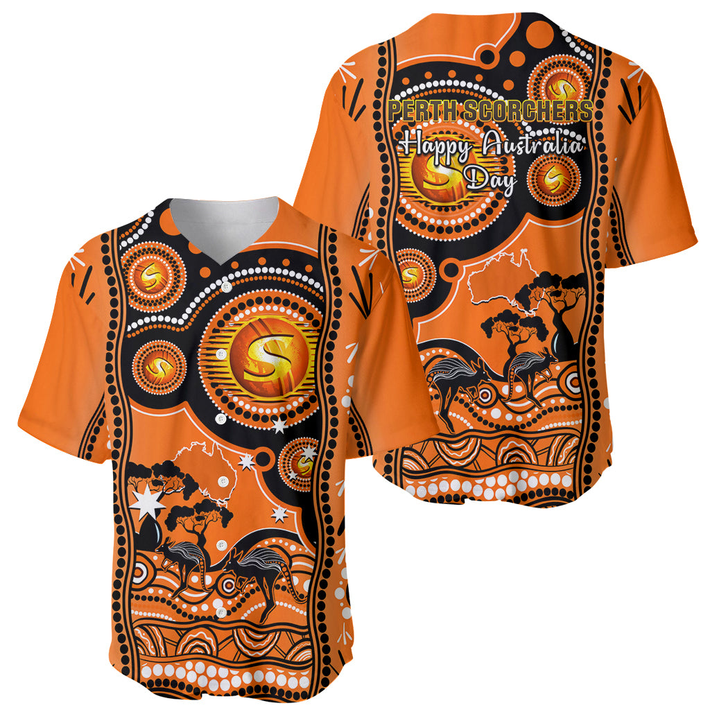 Perth Scorchers Cricket Baseball Jersey Happy Australia Day Aboriginal Art - Vibe Hoodie Shop