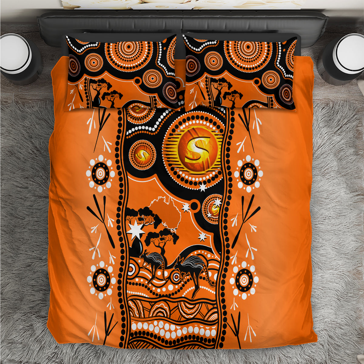 Perth Scorchers Cricket Bedding Set Happy Australia Day Aboriginal Art - Vibe Hoodie Shop