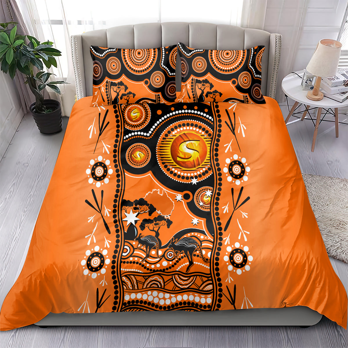 Perth Scorchers Cricket Bedding Set Happy Australia Day Aboriginal Art - Vibe Hoodie Shop