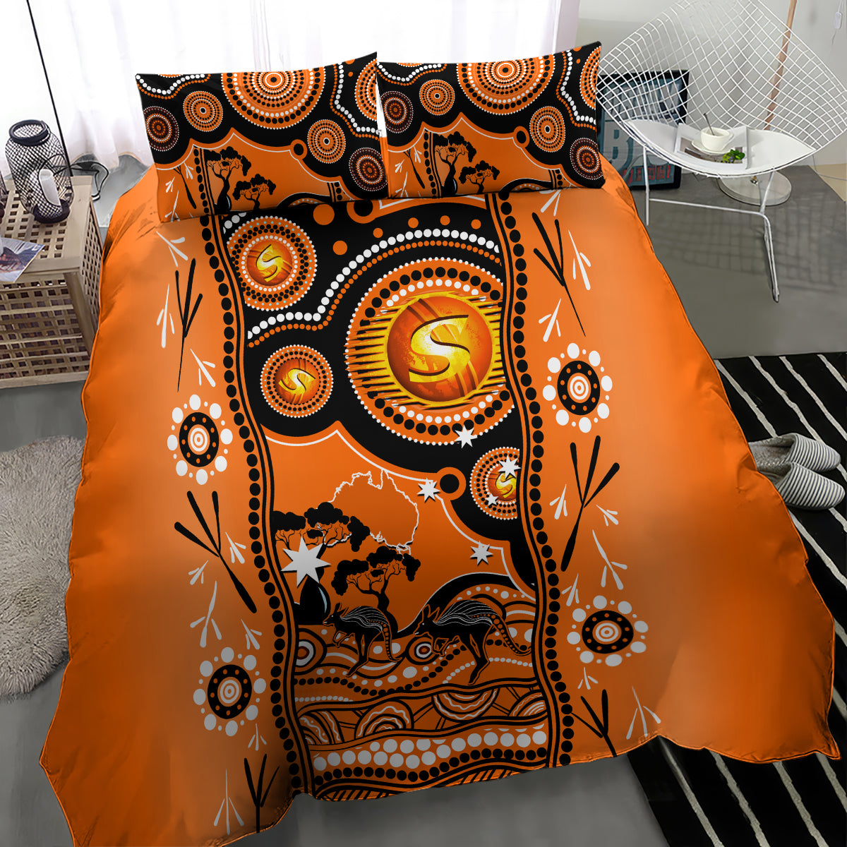 Perth Scorchers Cricket Bedding Set Happy Australia Day Aboriginal Art - Vibe Hoodie Shop