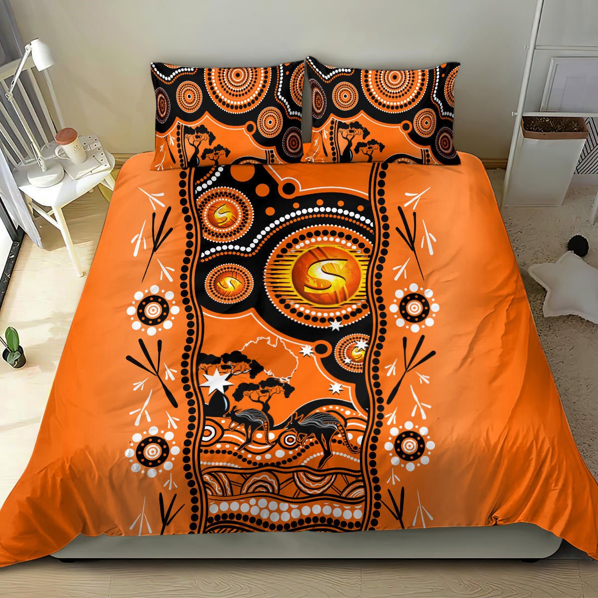 Perth Scorchers Cricket Bedding Set Happy Australia Day Aboriginal Art - Vibe Hoodie Shop