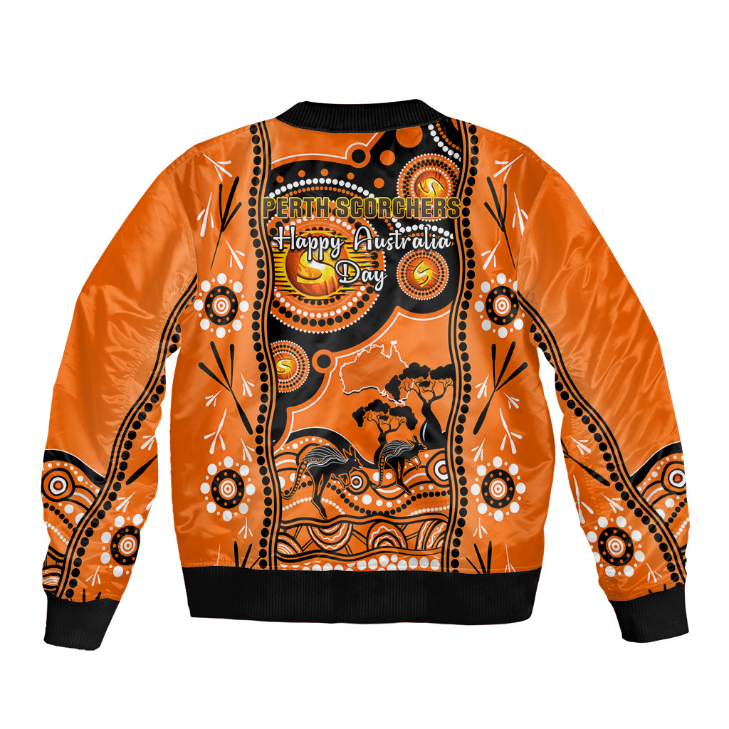 Perth Scorchers Cricket Bomber Jacket Happy Australia Day Aboriginal Art - Vibe Hoodie Shop