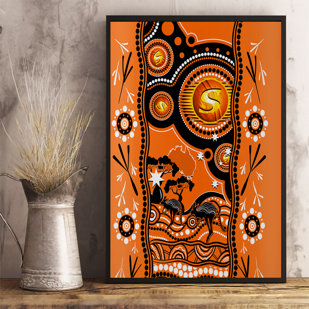 perth-scorchers-cricket-canvas-wall-art-happy-australia-day-aboriginal-art