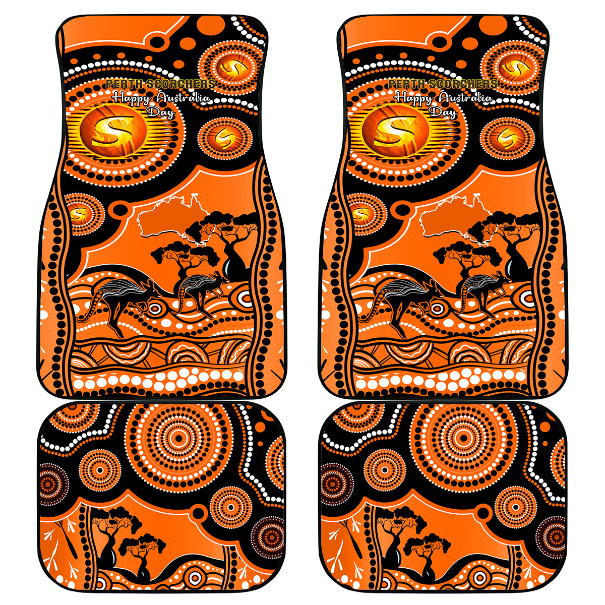 perth-scorchers-cricket-car-mats-happy-australia-day-aboriginal-art