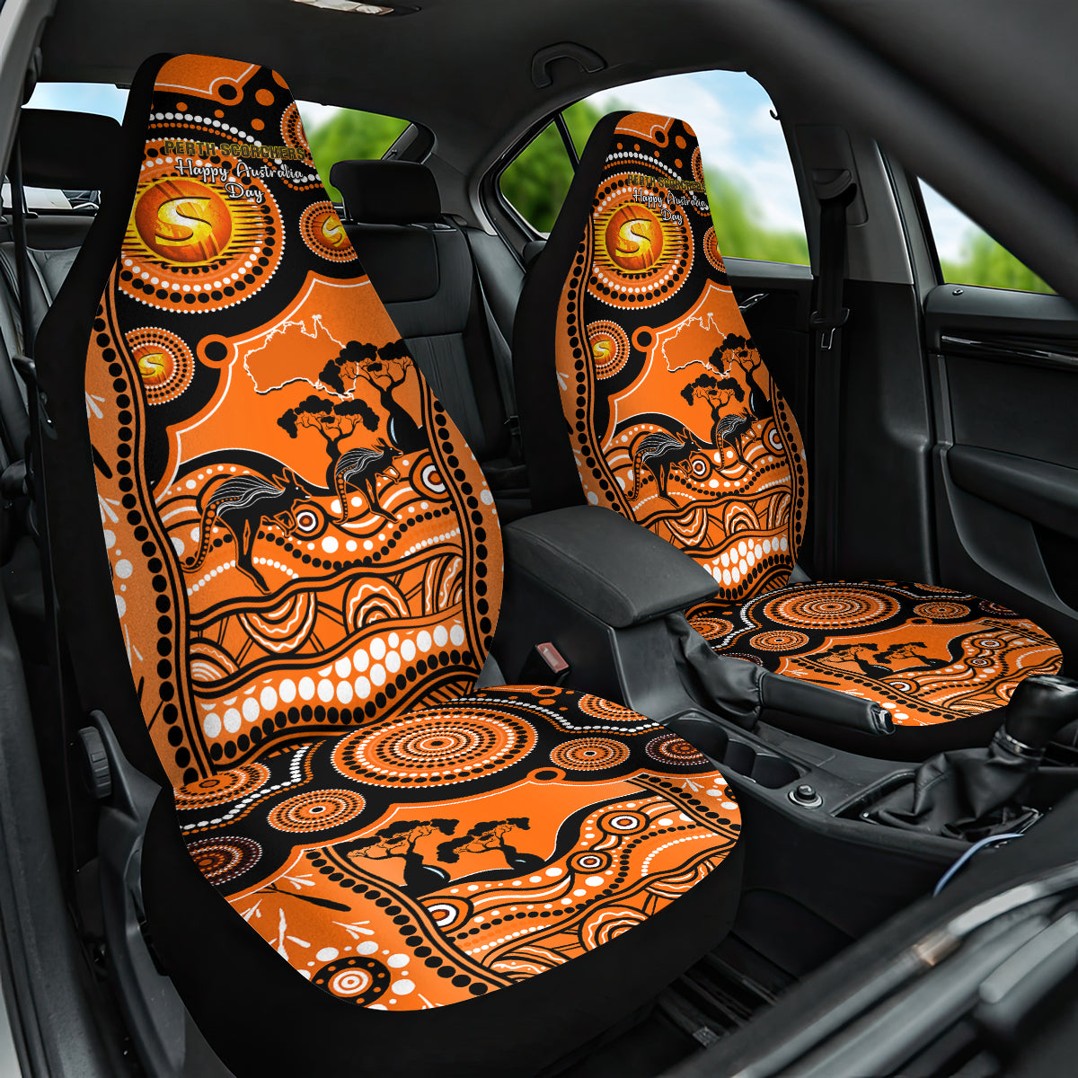 Perth Scorchers Cricket Car Seat Cover Happy Australia Day Aboriginal Art - Vibe Hoodie Shop