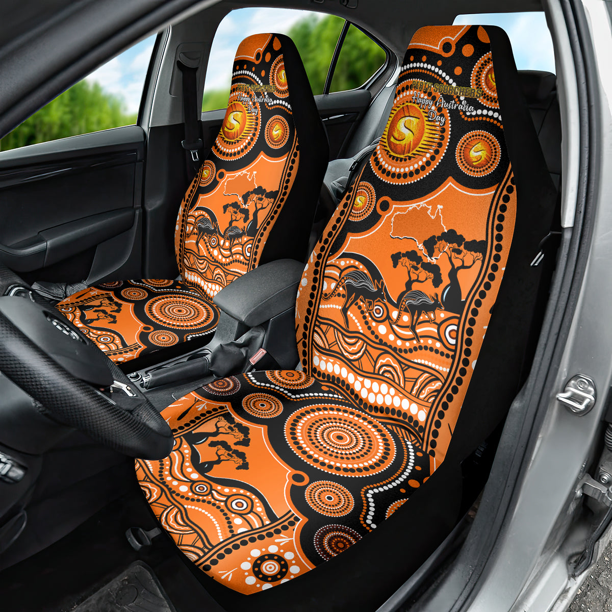 Perth Scorchers Cricket Car Seat Cover Happy Australia Day Aboriginal Art - Vibe Hoodie Shop