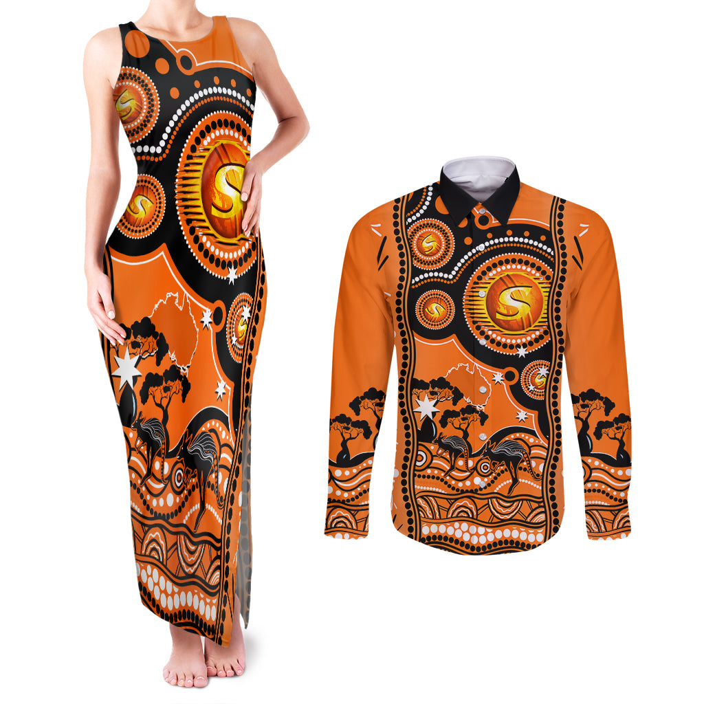 perth-scorchers-cricket-couples-matching-tank-maxi-dress-and-long-sleeve-button-shirt-happy-australia-day-aboriginal-art