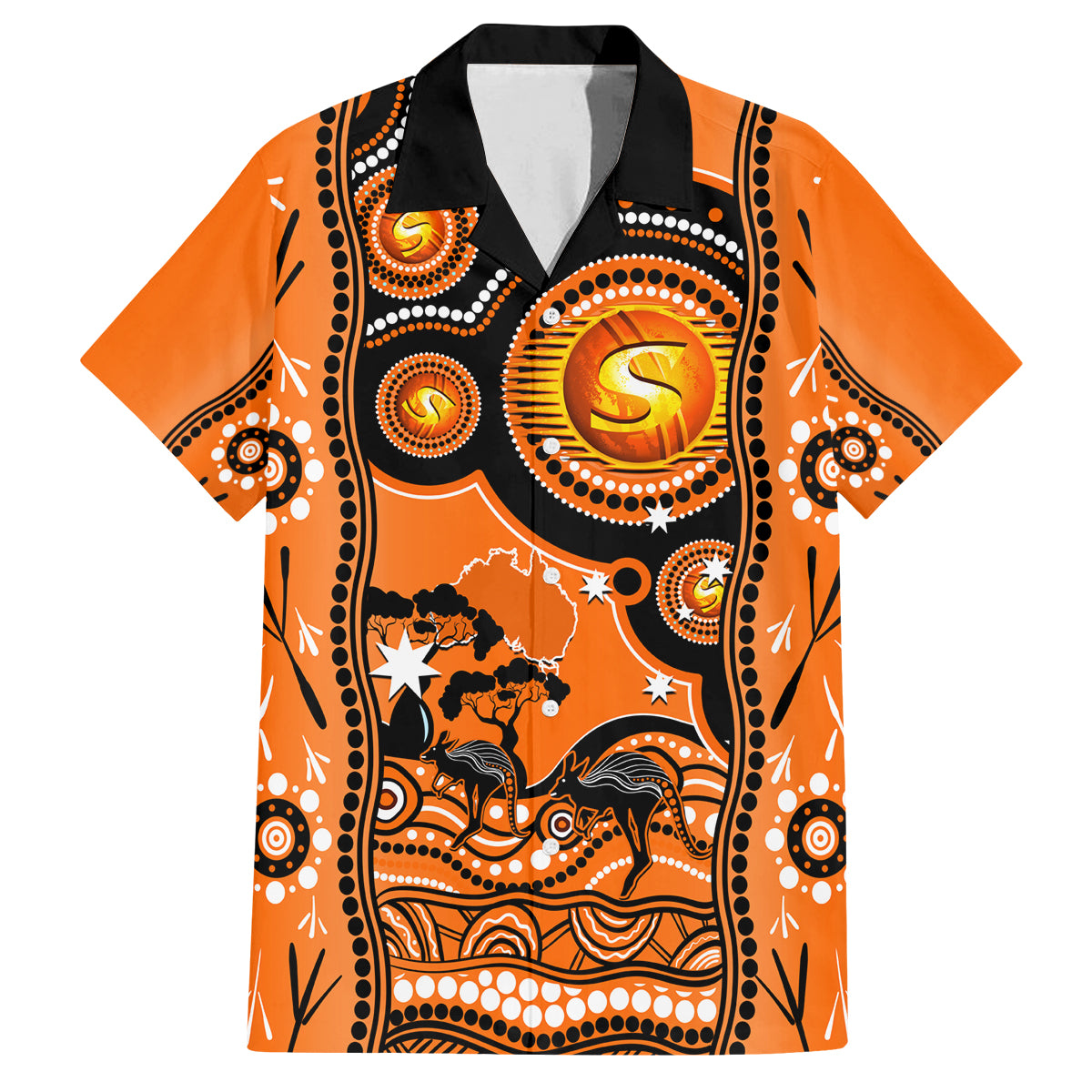 perth-scorchers-cricket-family-matching-long-sleeve-bodycon-dress-and-hawaiian-shirt-happy-australia-day-aboriginal-art