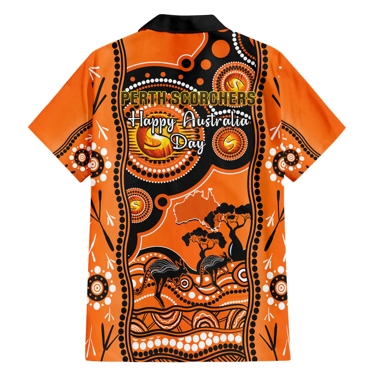 perth-scorchers-cricket-family-matching-long-sleeve-bodycon-dress-and-hawaiian-shirt-happy-australia-day-aboriginal-art