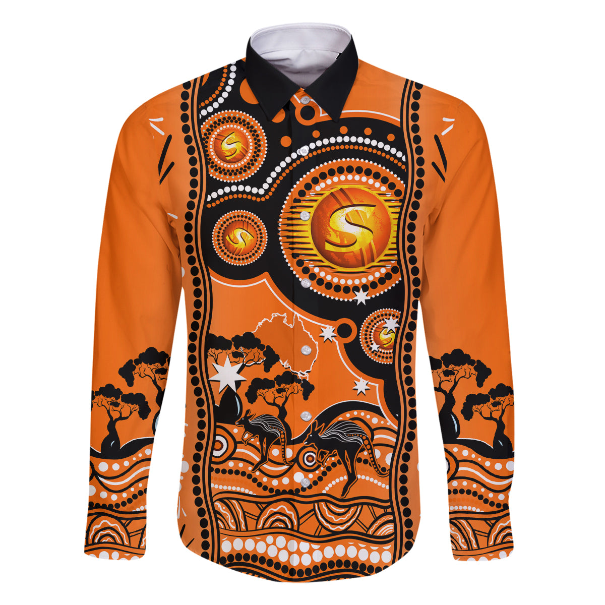 perth-scorchers-cricket-family-matching-long-sleeve-bodycon-dress-and-hawaiian-shirt-happy-australia-day-aboriginal-art