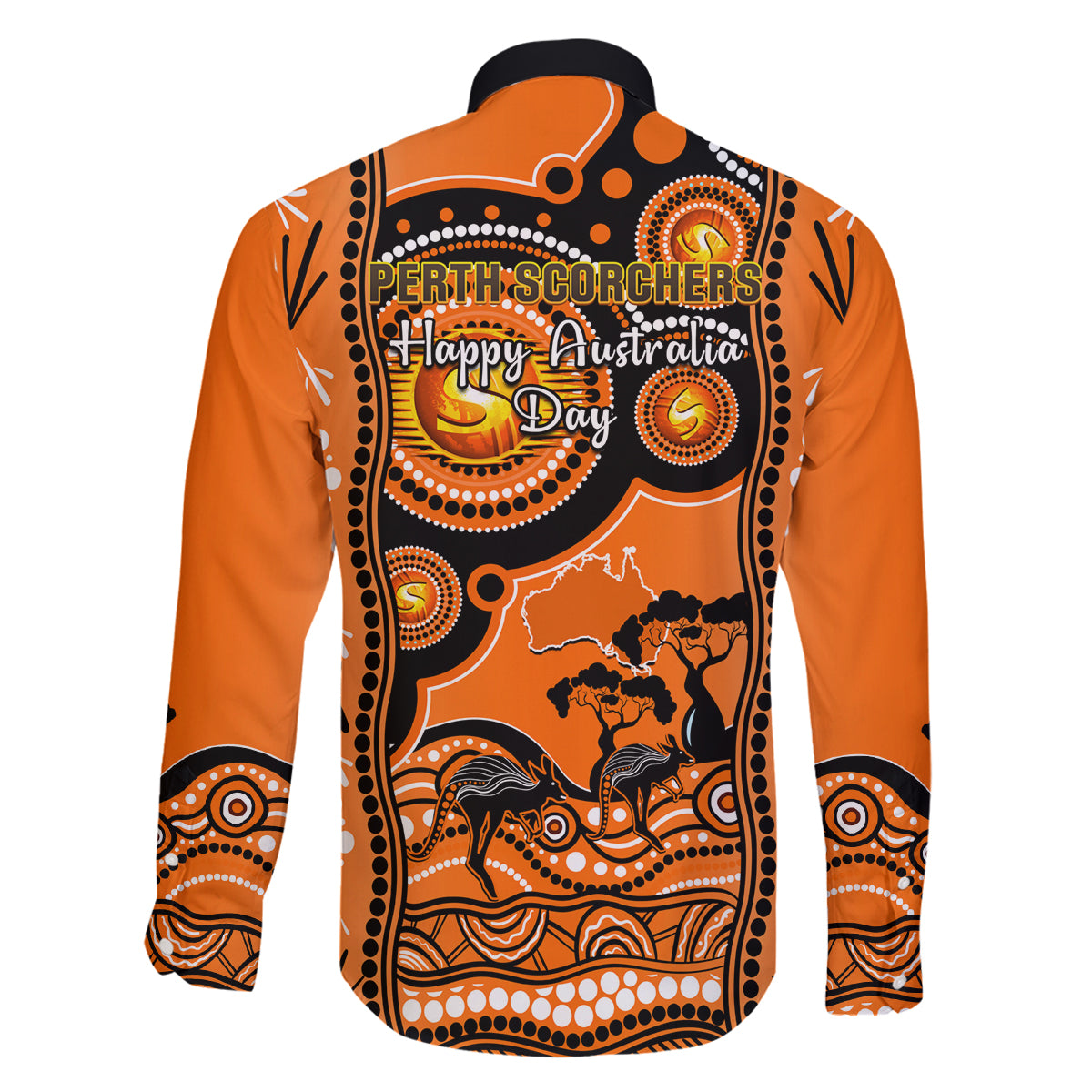 perth-scorchers-cricket-family-matching-long-sleeve-bodycon-dress-and-hawaiian-shirt-happy-australia-day-aboriginal-art